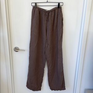 Djerf Avenue Linen Pants in Brown - Size S